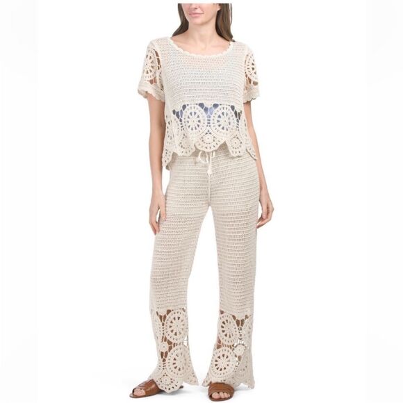 Solitaire 2 Piece Crochet Pant Set - Picture 1 of 6
